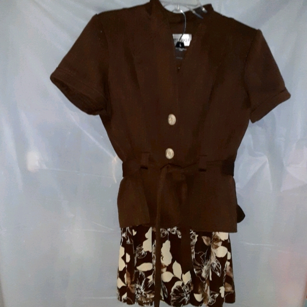 Cute Brown & beige two-piece skirt set size 12.